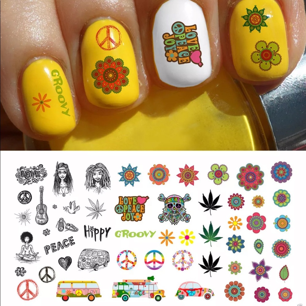💌BO/GO$6 Hippy 70’s Transfer Nail Decals